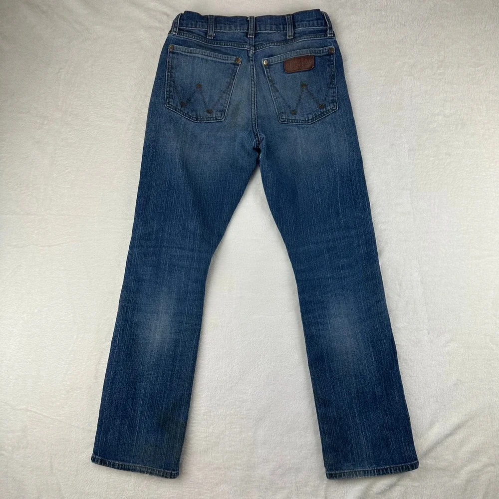 Wrangler Jeans Men Jackson Straight 28x30 Blue Denim Workwear Stained Distressed